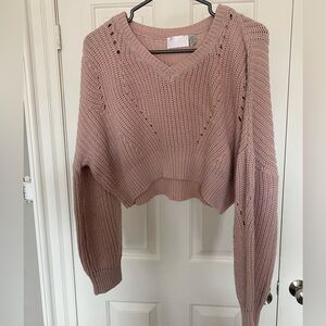 Cozy Dusty Rose/Pink Cropped Knit Sweater